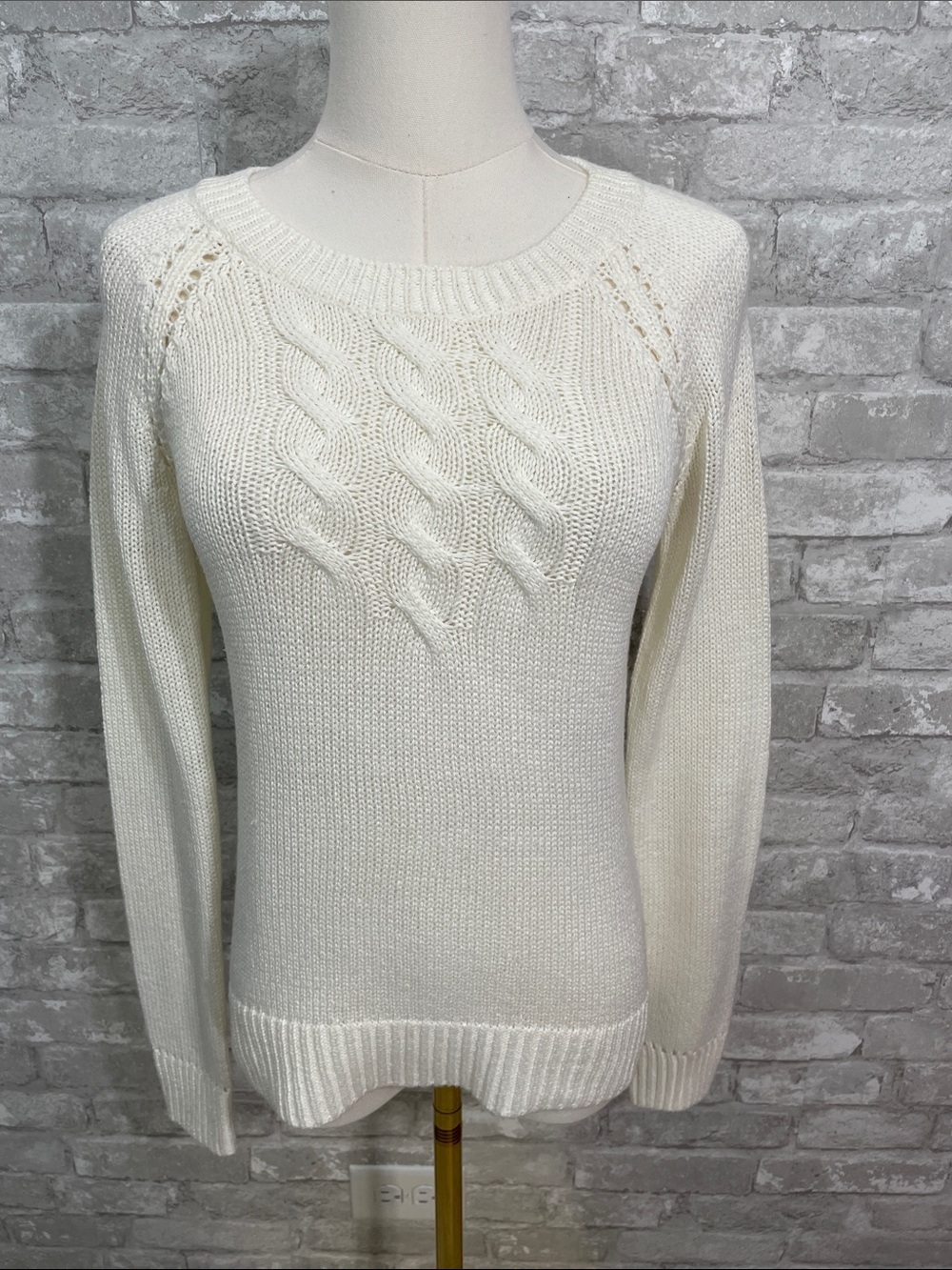 Lilly Pulitzer Ivory Cable-Knit Crewneck Sweater